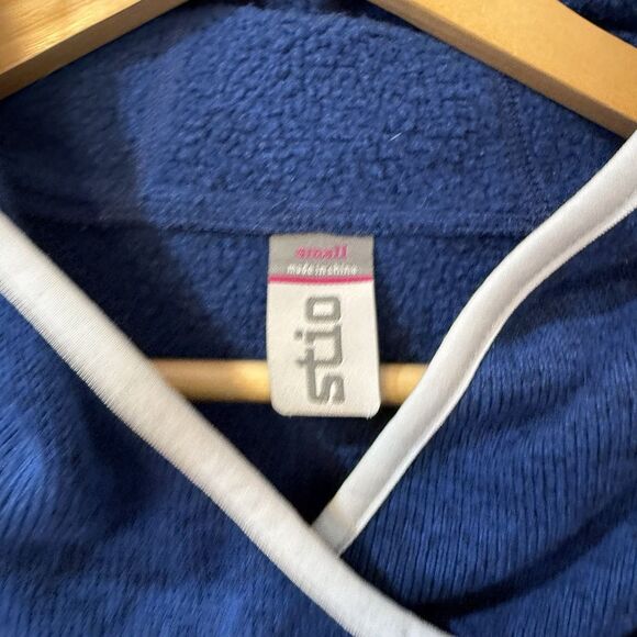 Stio Hoodie Womens Small Navy Sweetwater Fleece Thumbholes 1/4 Zip Sweatshirt - Picture 7 of 11